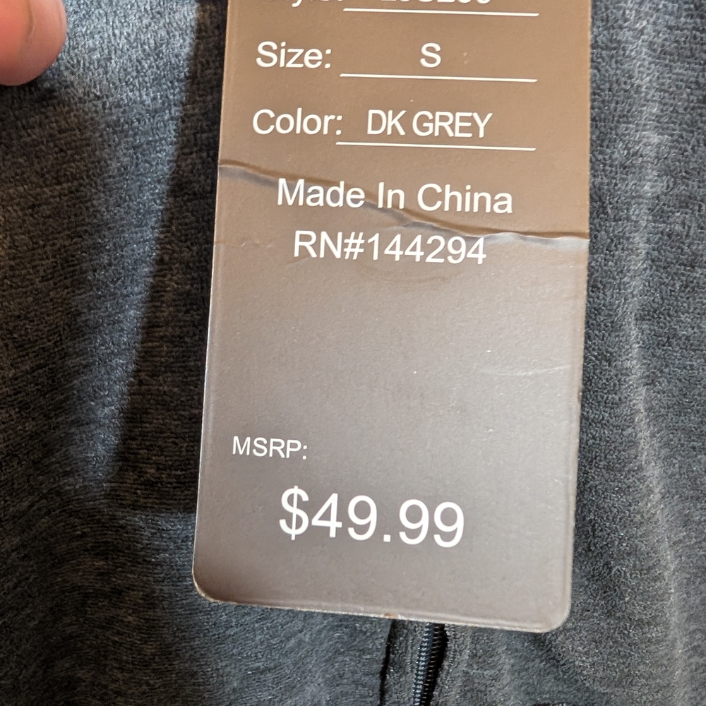 LeeHanton Velour Zip-Up Hoodie in Dark Grey Size Sm NWT - Picture 8 of 8